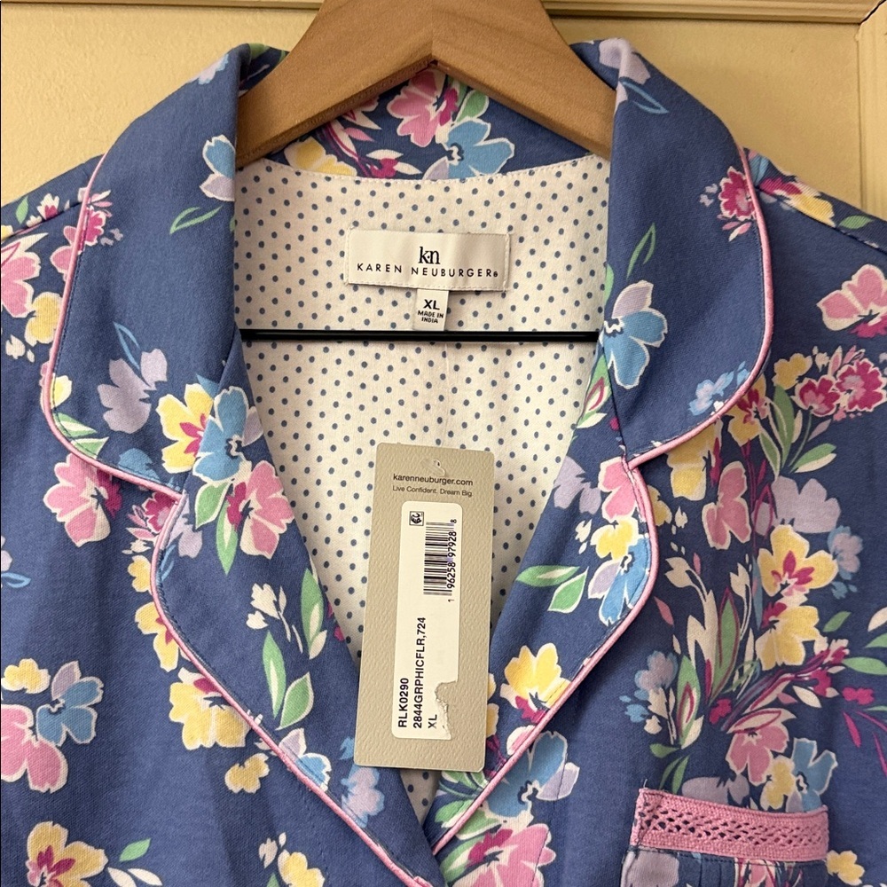 Karen Neuburger Women's Short Sleeve Girlfriend Capri PJ Set - Picture 2 of 3